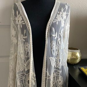 Cream plus size duster